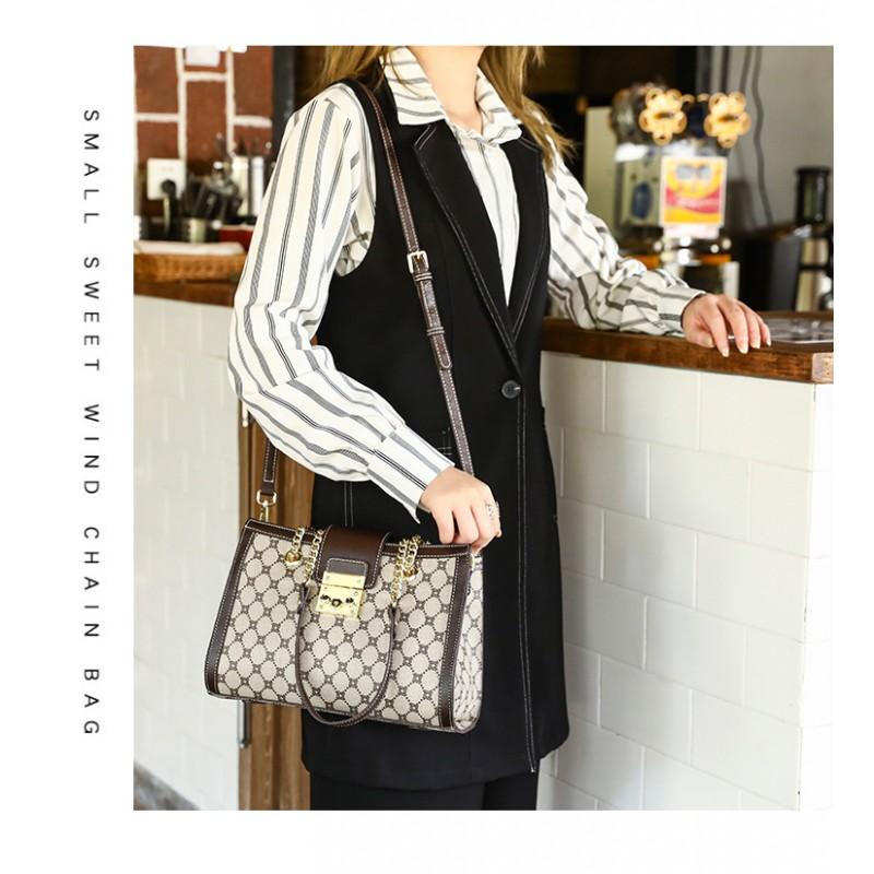 Womens Medium PU Crossbody Tote Bag With Zipper Vintage Style Shoulder Daily Use