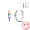 S925 Silver Colorful Sparking Zircon Heart Shape Dopamine Hoop Earrings Flowers Earrings Jewelry for Women Girl Fine Gifts