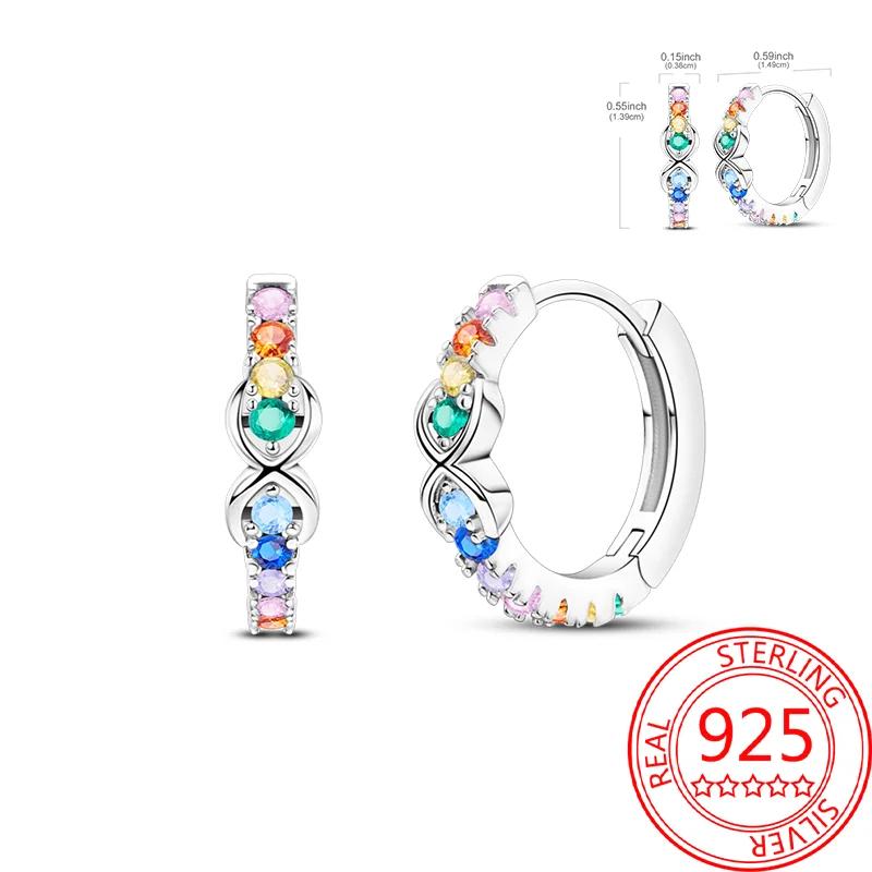 S925 Silver Colorful Sparking Zircon Heart Shape Dopamine Hoop Earrings Flowers Earrings Jewelry for Women Girl Fine Gifts