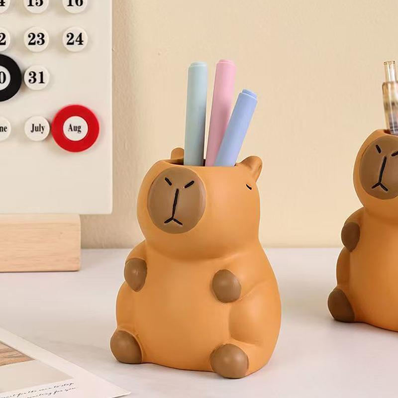 Cute Capybara Pen Holder Makeup Brush Organizer Perfect For Office Desk Decor And Creative Storage Solution Pen Holder For