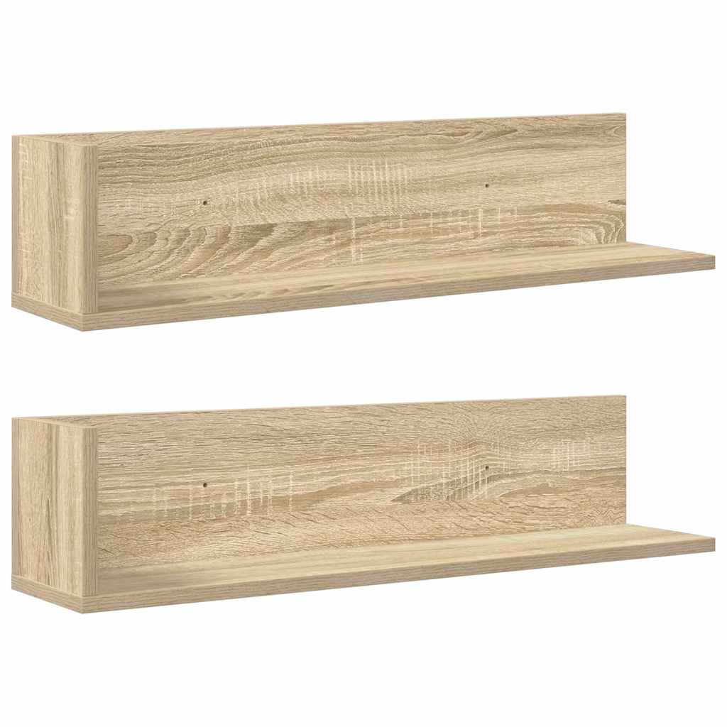 Wall Shelves 2 pcs Sonoma Oak 75 x 16.5 x 16.5 cm Particleboard