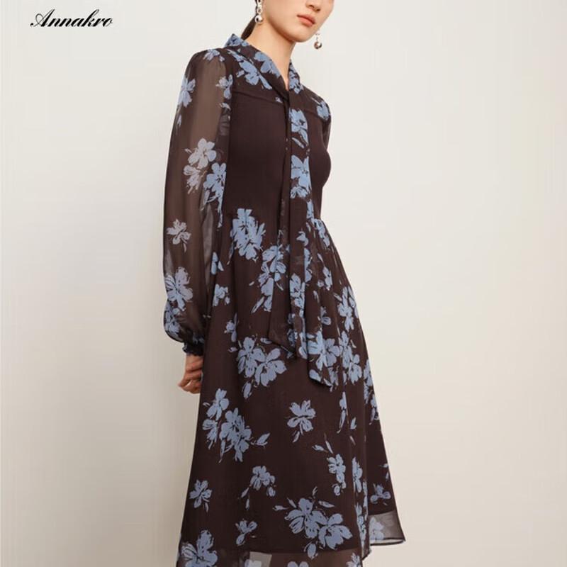 

JUZI Annakou Faux Two-Piece Chiffon Printed Dress XL