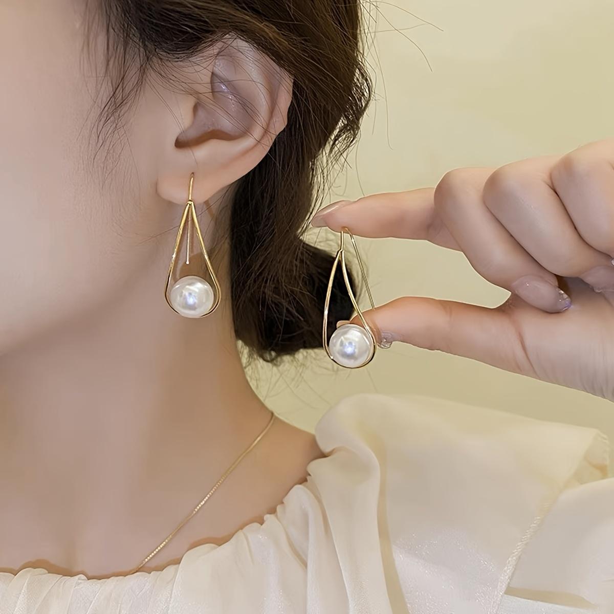 

Винтажные медные серьги-гвоздики с жемчугом, изысканный дизайн, украшенный искусственным жемчугом, элегантный стиль, гипоаллергенные, не содержат никеля, идеально подходят для женщин One Size Fits All