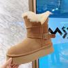 Women's Fur One Thick Bottom Heightening Winter Lightweight Padded Warm Snow Boots Non-slip Wear Casual Sports Cotton Shoes