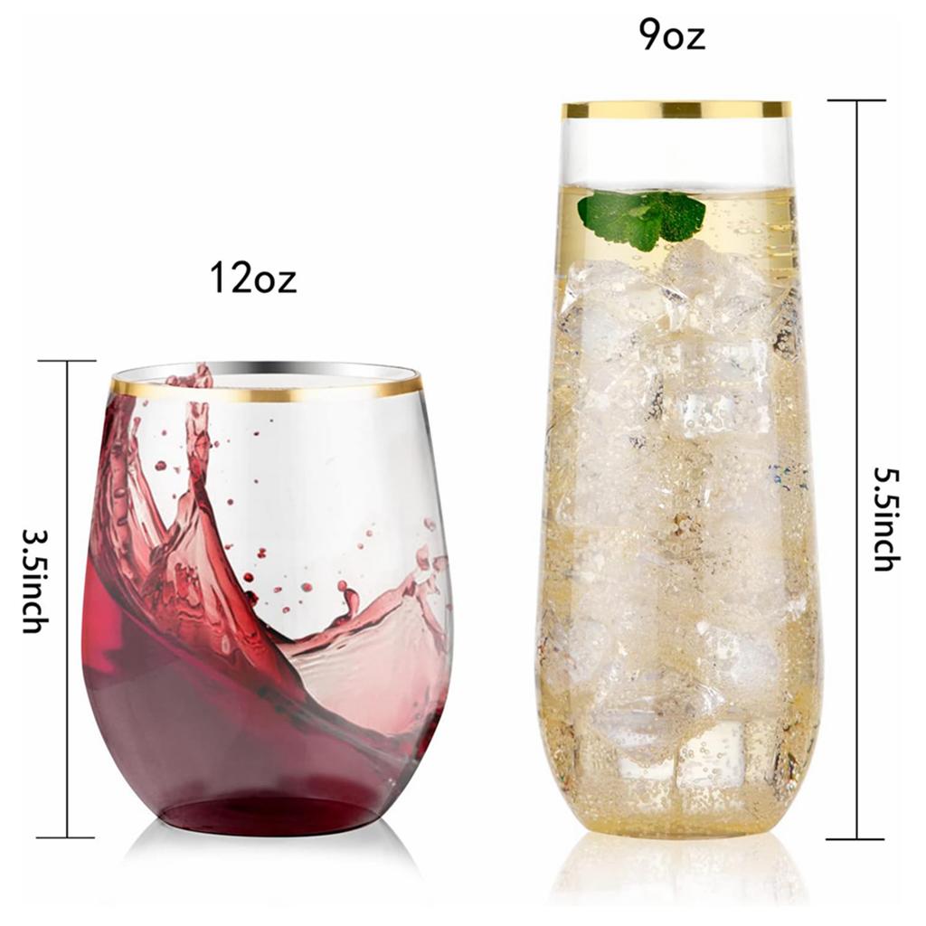 10/20pcs Plastic Champagne Flutes 9/12oz Unbreakable Shatterproof Reusable BPA-Free Disposable Cups Glasses for Party Wedding