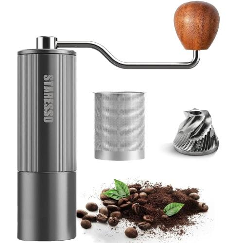 STARESSO Manual Coffee Grinder, Adjustable Coarseness, Lightweight, Labor-Saving, Portable, Easy to Clean, Stainless Steel Coffee Grinder for Outdoor