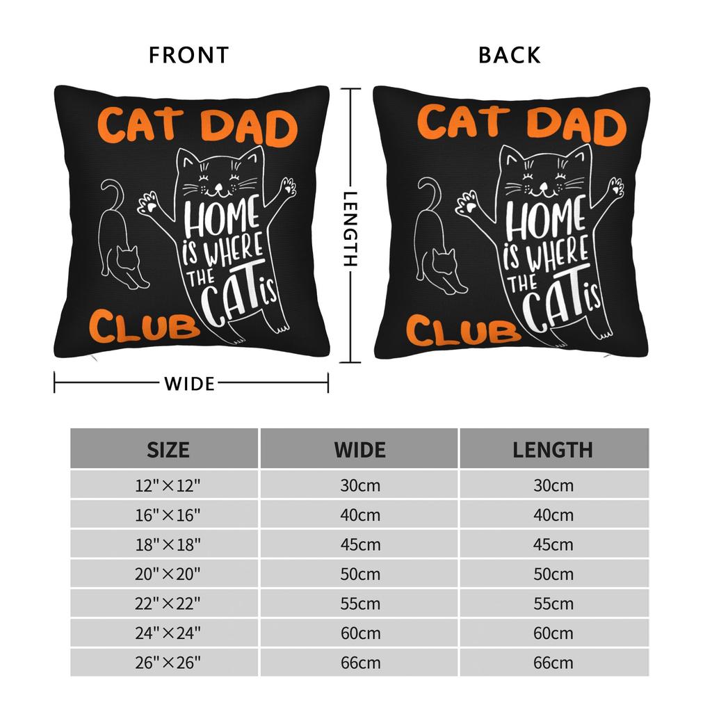 Soft Funny Cat Dad Club Life Pillowcase Polyester Cushion Cover Decorations Father's Day Pet Quote Throw Pillow Case Cover Home