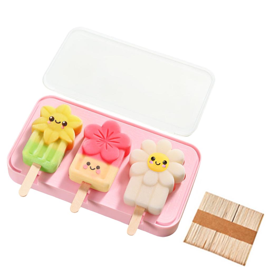 Silica Gel Silicone Small Popsicles Molds With 50 Wooden Sticks Easy-release Homemade Ice Molds Set