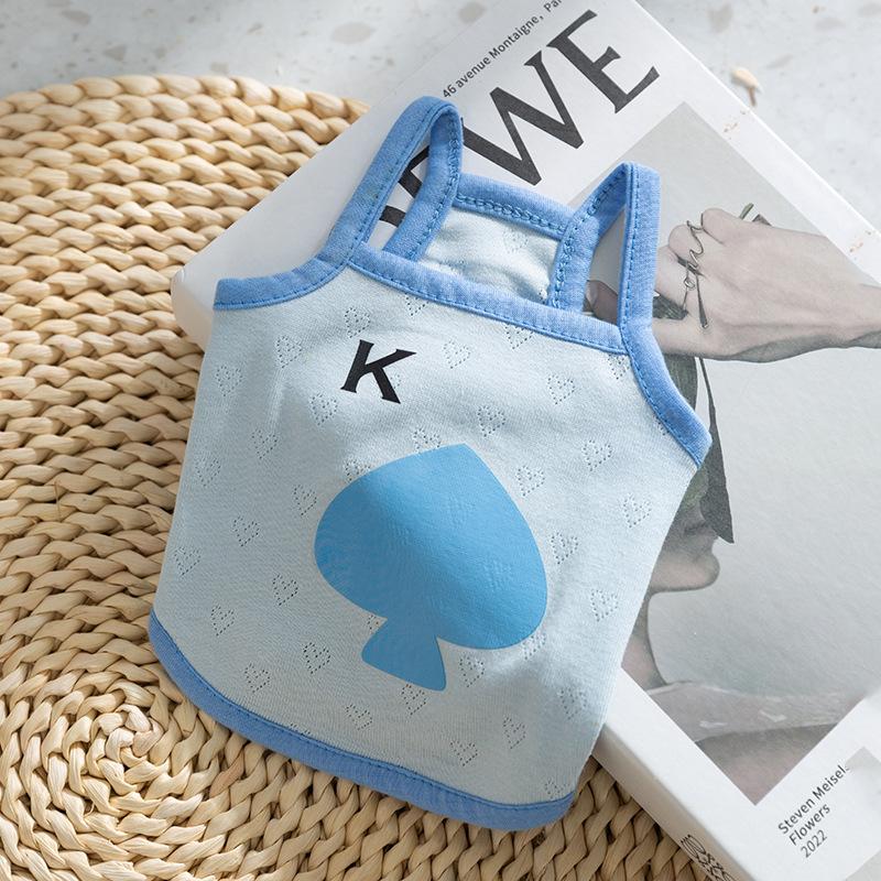 Spring/Summer Mesh Breathable Dog Clothes Cute Print Straps Small Dog Teddy Bear Vest Pet Clothing Puppy Clothes