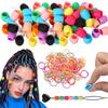 50pcs Mix Colors Silicone Hair Beads for Braids with Rubber Bands and Beader for Braiding DIY Bracelets Necklace Crafts