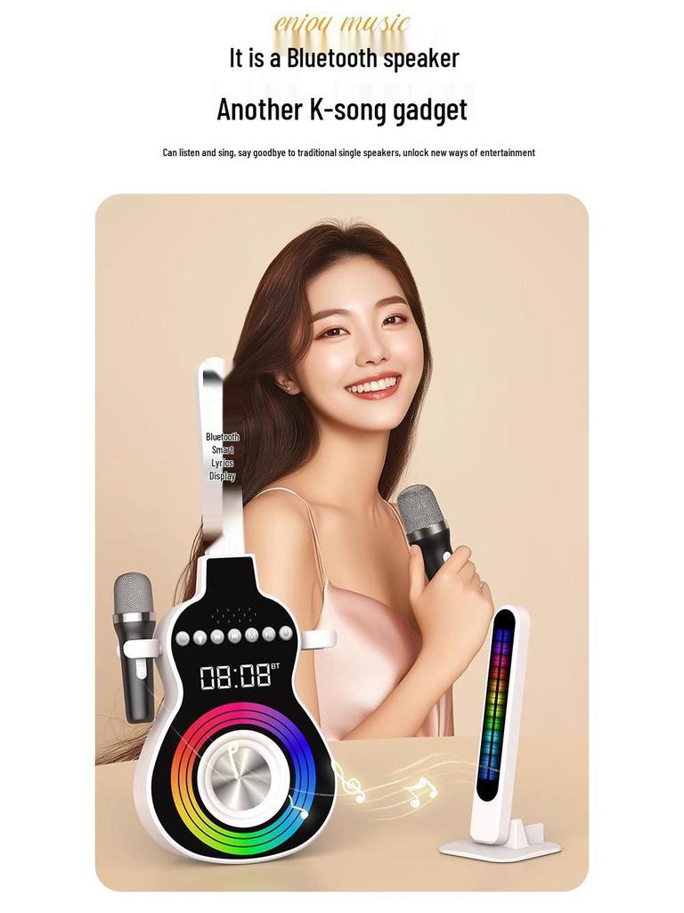 Children's Bluetooth Singing Speaker with Dual Microphones—Ideal Birthday Gift for Family Karaoke with Display Lyrics