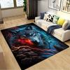 Wolf Design Rug – Red & Blue Glow, Fade-Resistant Knit Polyester with Non-Slip Backing for Bedroom or Living Room Decor