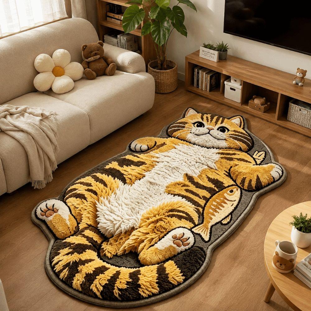 Easy to Clean Home Decor Carpet Anti-fouling Cartoon Carpet Funny Cat-Shaped Area Rug Living Rooms