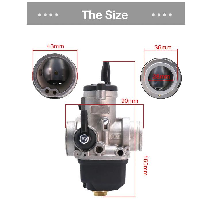 Carburatore ZSDTRP Dellorto PHBH 28BS 4T R3311 per KART ARIA Motori Universali Manuali