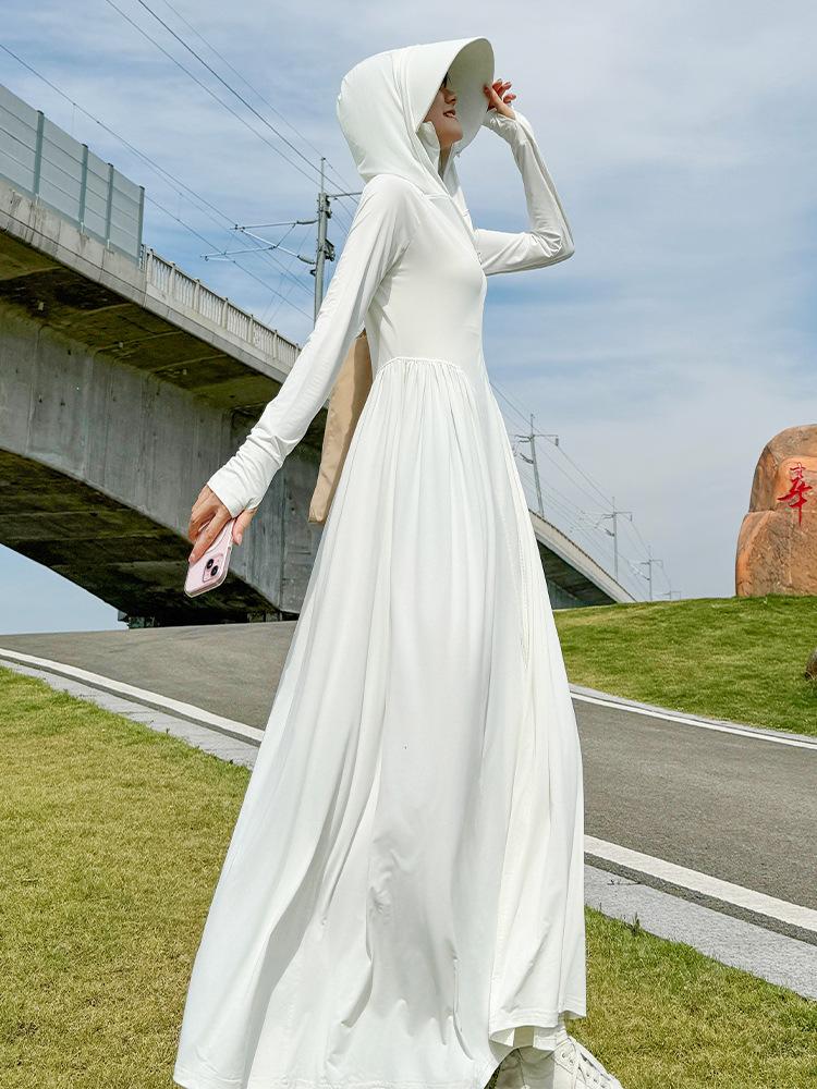 Long full body sunscreen clothes women's 1011 new summer UV protection ice silk sunscreen clothes cardigan long dress dress