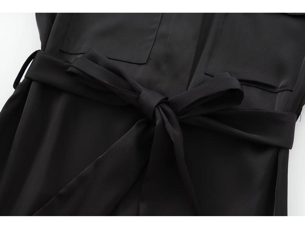 2025 Women's European & American Temperament Long Sleeve Shirt Dress with Pocket Detail