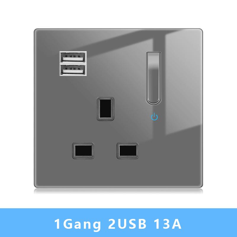 Nástěnný vypínačový panel LED indikátor UK EU FR Univerzální USB Elektrická zásuvka Klavírní klávesy Samoresetovací nástěnné vypínače TV Počítač