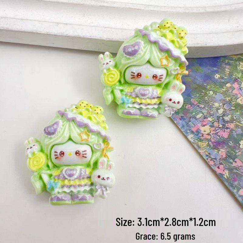 Cartoon Cat Crown Girl Resin Handmade Hair Accessories & Keychain Lanyard Ornaments