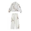 Mens Floral Lace Splicing Denim Jacket Loose Fit Casual Outerwear