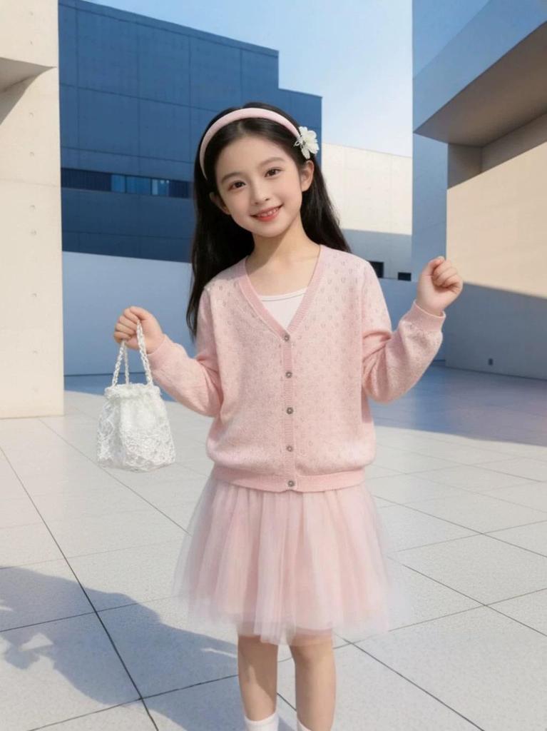 Stylischer Sommer-Strickcardigan für Mädchen - Sonnenschutz für mittlere und große Kinder