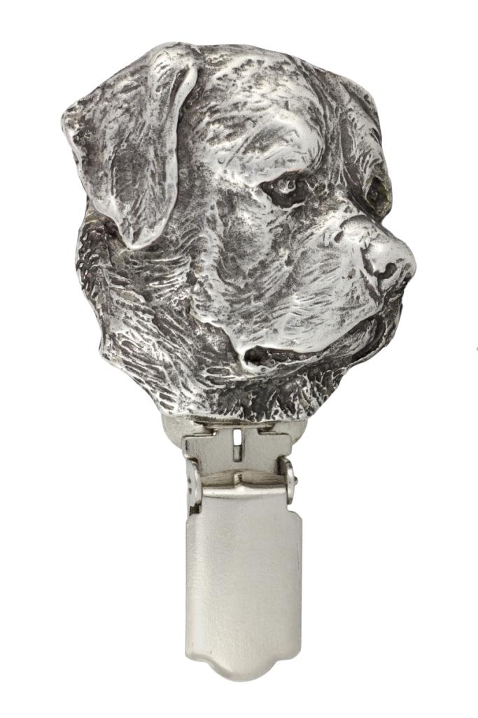 Rottweiler, Rott, Rottie – Brooch with a clip, holder for a start number – Design 02 | Art-Dog