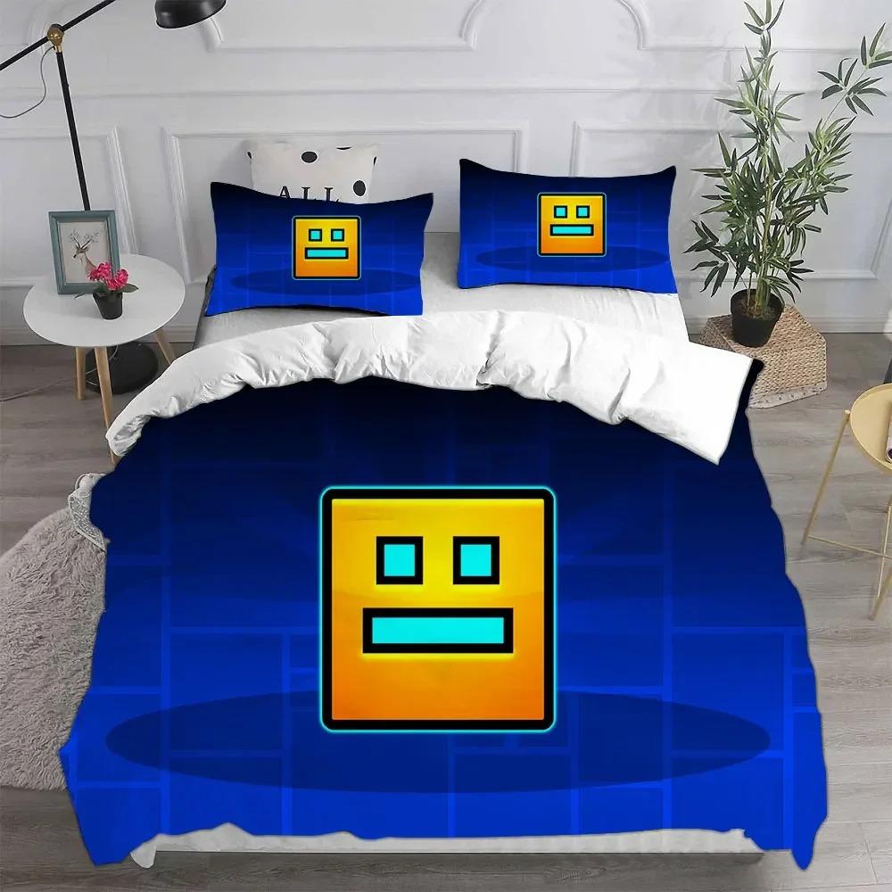 3D Geometry Dash Yatak Takımları Yorgan Yatak Örtüsü Yorgan Kılıfı Yastık Kılıfı Setleri Yatak Odası Dekorasyonu Ev Tekstili Alet