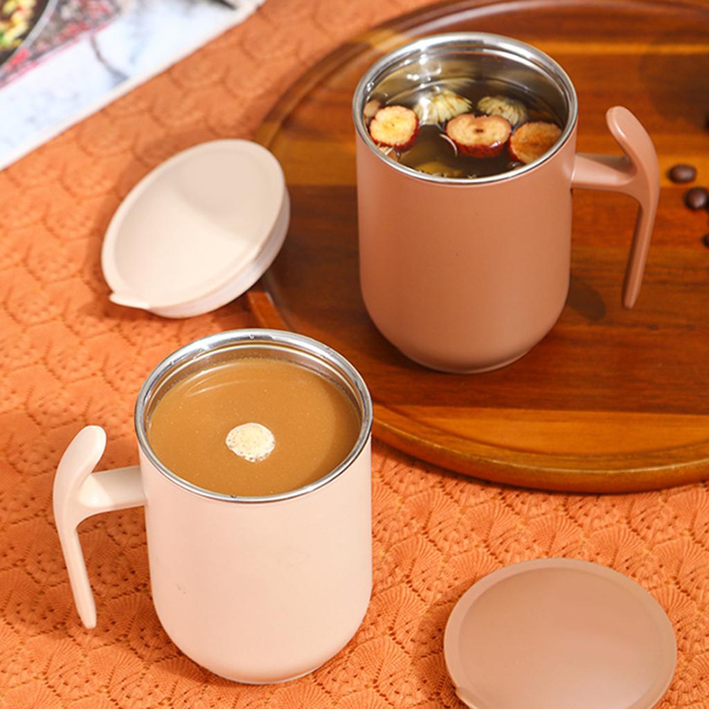 500ml Coffee Cup Large Capacity 304 Stainless Steel Mug With Lid&Handle Detachable Double-layer Insulated Water Cup Drinkware
