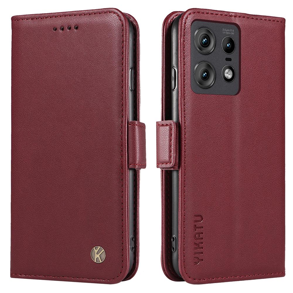 

For Motorola Edge 50 Pro 5G Case PU Leather Magnetic Protective Flip Phone Cover Wine Red