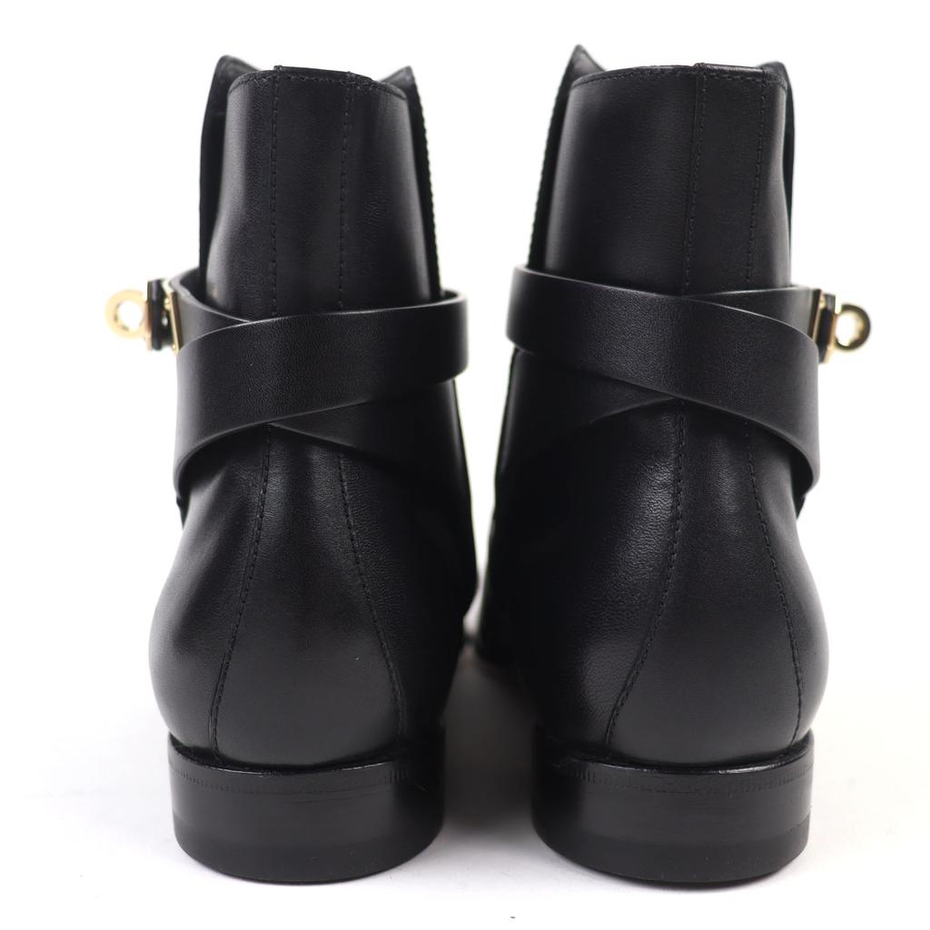 Hermes Short Boots Neo Kelly Buckle Black Leather Women 37 Used
