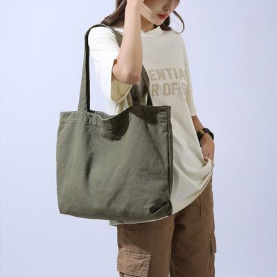 Large Capacity Tote Bag Female Canvas Bag Student Class Shoulder Bag Retro Cloth Bag Simple Versatile Cloth Bag Trendy