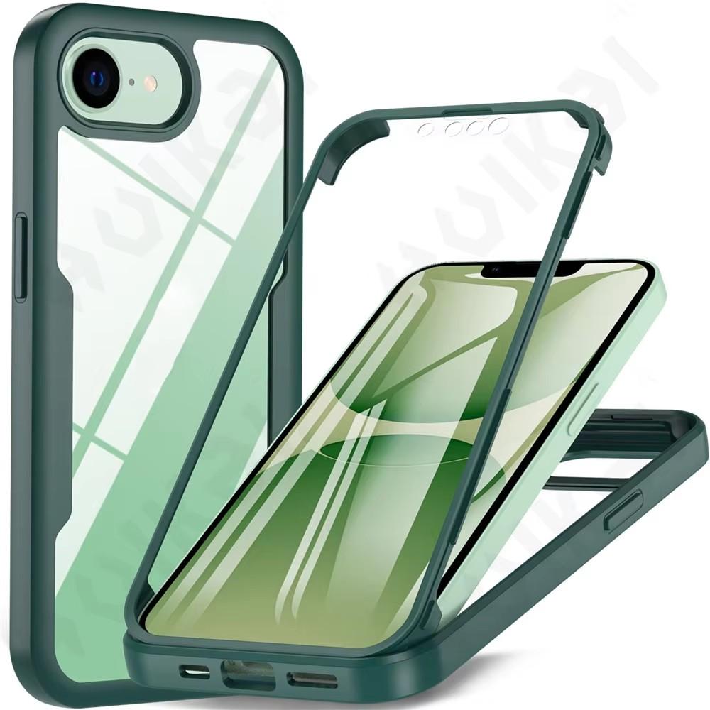 Case For iPhone 16E 2025 16 15 14 11 12 13 Pro Max Plus XS XR 8 Plus 360 Full Shockproof Silicone Screen Protection Phone Cover