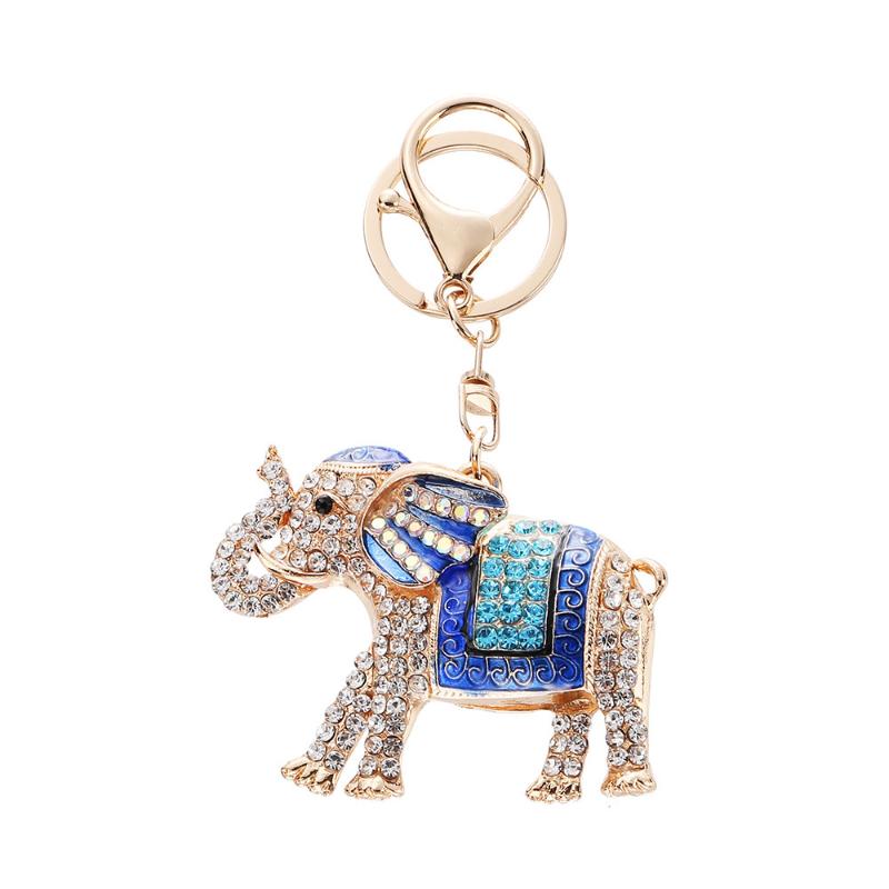 Fashion Rhinestone Elephant Keychains Cute Animal Keyrings Car Key Chain Women Bag Charm Pendant Jewelry