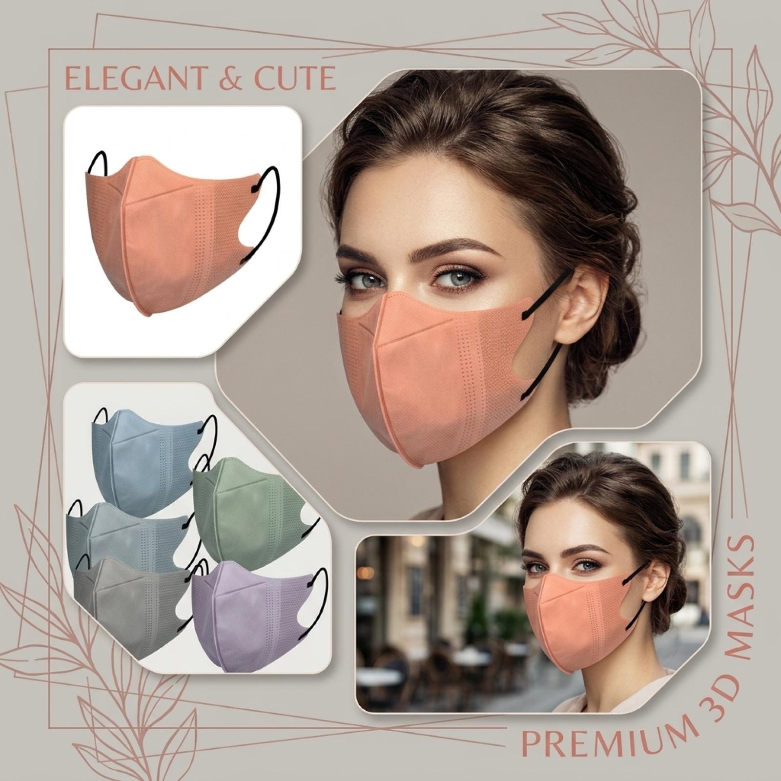 

40pc 3D Contoured Protective Face Masks with Adjustable Ear Loops Soft Breathable Material for Daily Use and Outdoor Activities One Size