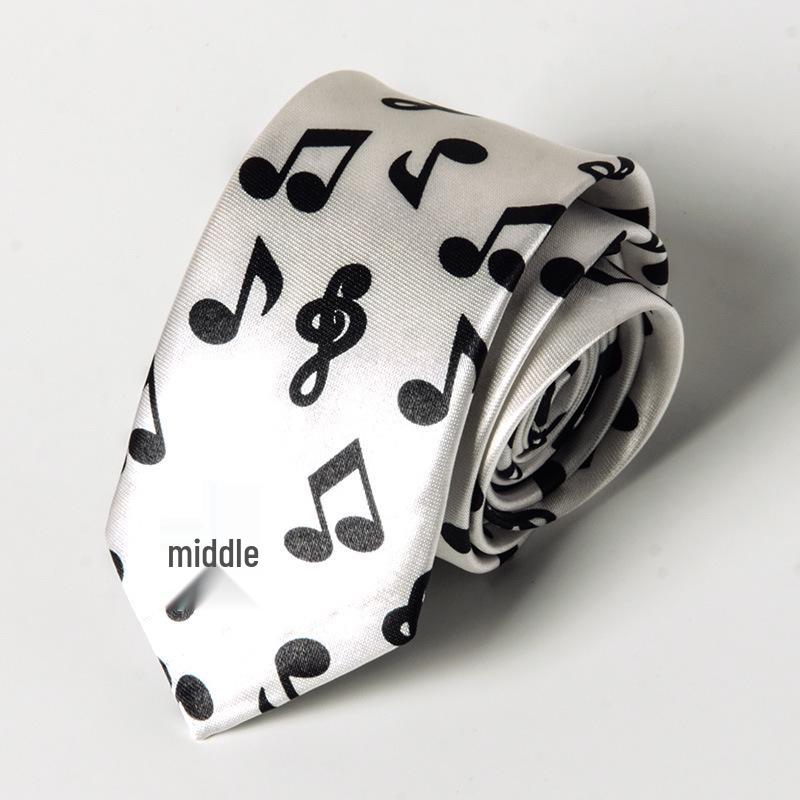 Corbata Estrecha Estilo Coreano Nota Musical - Moda Casual Unisex Corbata de 5 cm