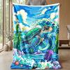 Ocean Adventure Turtle 7 Theme Blanket Lightweight Warm Flannel Blanket Decorative Throw Blanket for Home Decoration