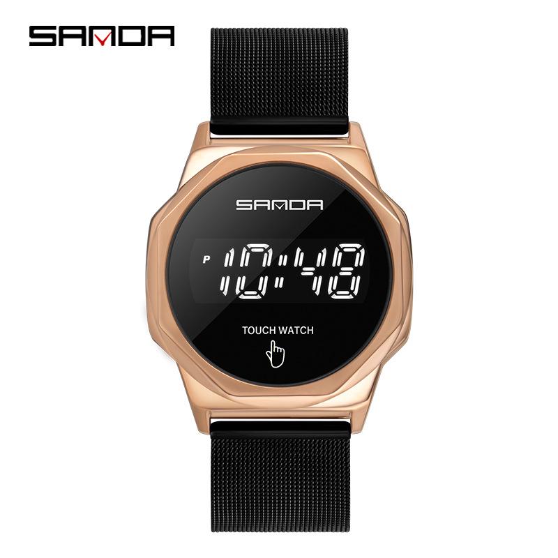 Sanda Touchscreen LED-Uhr mit Doppelschnalle Netzarmband - Modell 8007 für Damen