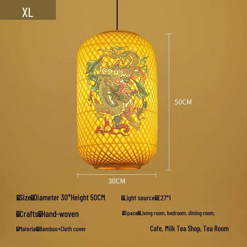Retro Bamboo Woven Lantern Chandelier - Chinese Hot Pot & Restaurant Outdoor Decor