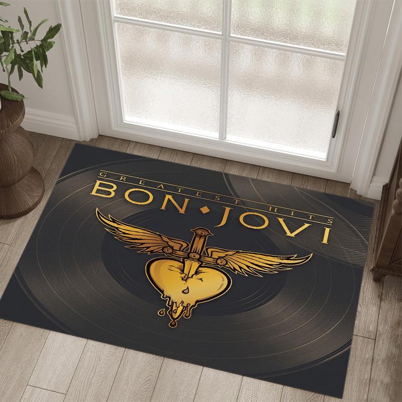 Bon Jovi Design Crystal Velvet Carpet Cozy Non?Slip Printed Rug For Bedroom Living Room Entrance