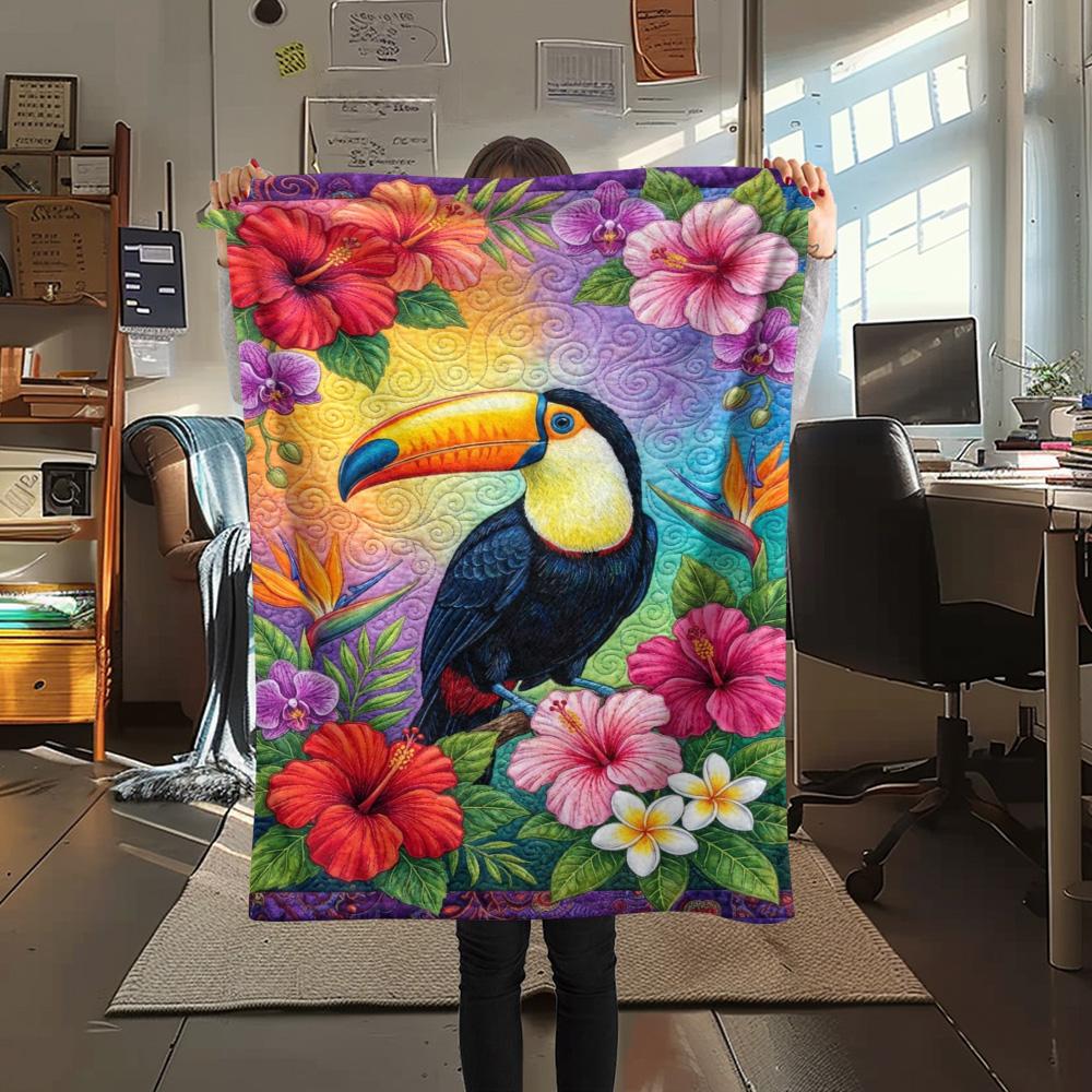 1PC Toucan Wall Art Print FlAannel Blanket, High quality Comfortable for All Seasons, Home Decor, Warmth and Comfort