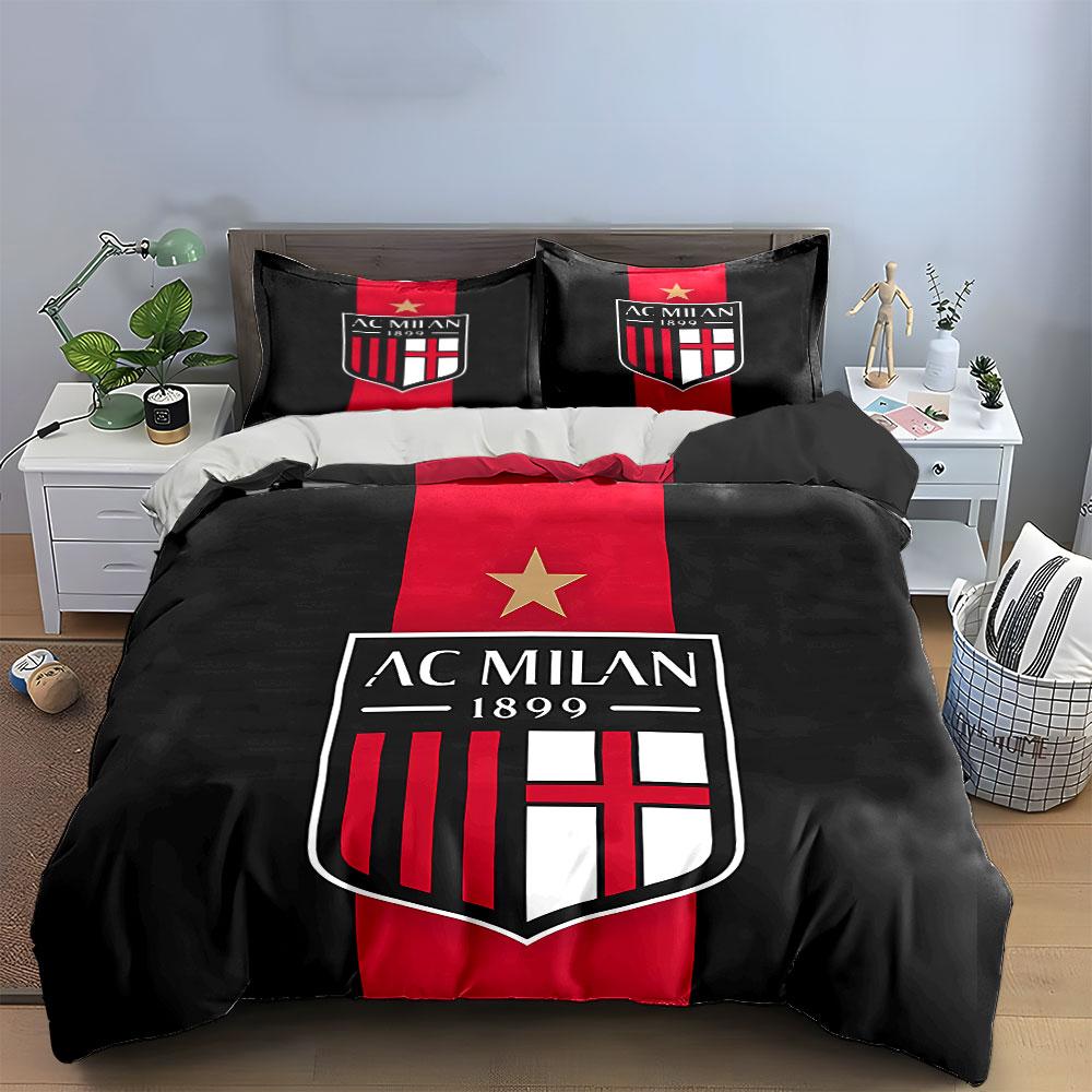 Set Biancheria da Letto Logo AC Milan Set Copripiumino Copripiumino Federe (1 * Copripiumino 2 * Federe, senza piumino)