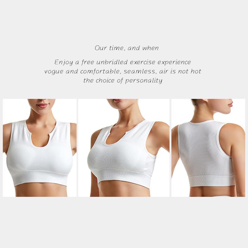Sportbehåar för kvinnor Ärmlösa Utan Bygel Stötdämpande Andningsbara Lätta Elasticitet Linne för Yoga Fitness Kroppsbyggnad Dans Löpning