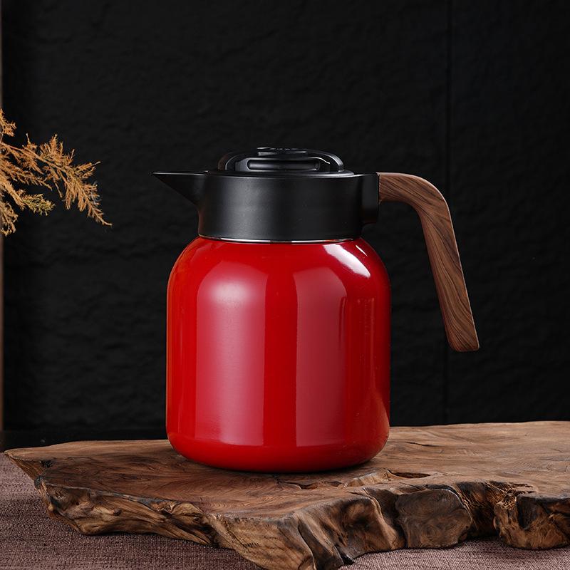 Zhenmei 316 Stainless Steel Teapot, Large Capacity Steeper with Tea-Water Separation for Stewing and Heat Preservation. 1200ml красный
