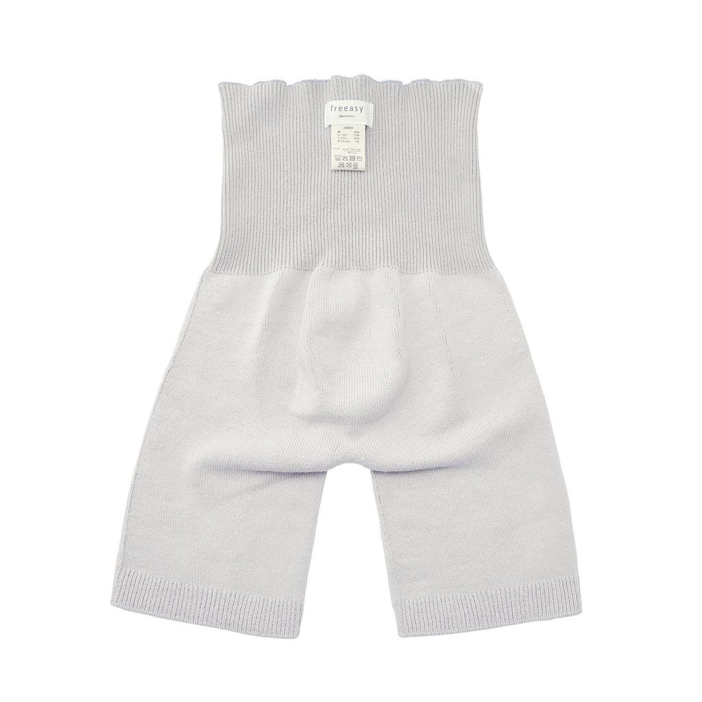 Phiten Freeasy Women's 3/4 Length Belly Warmer Pants, Light Gray, Far-Infrared Heat-Retaining Material, Fits Hips 85-103cm