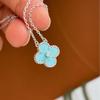 V Gold High Version Four-leaf Clover Necklace with Diamond Natural Fritillary Agate Pendant Classic Lucky Grass Collarbone Chain