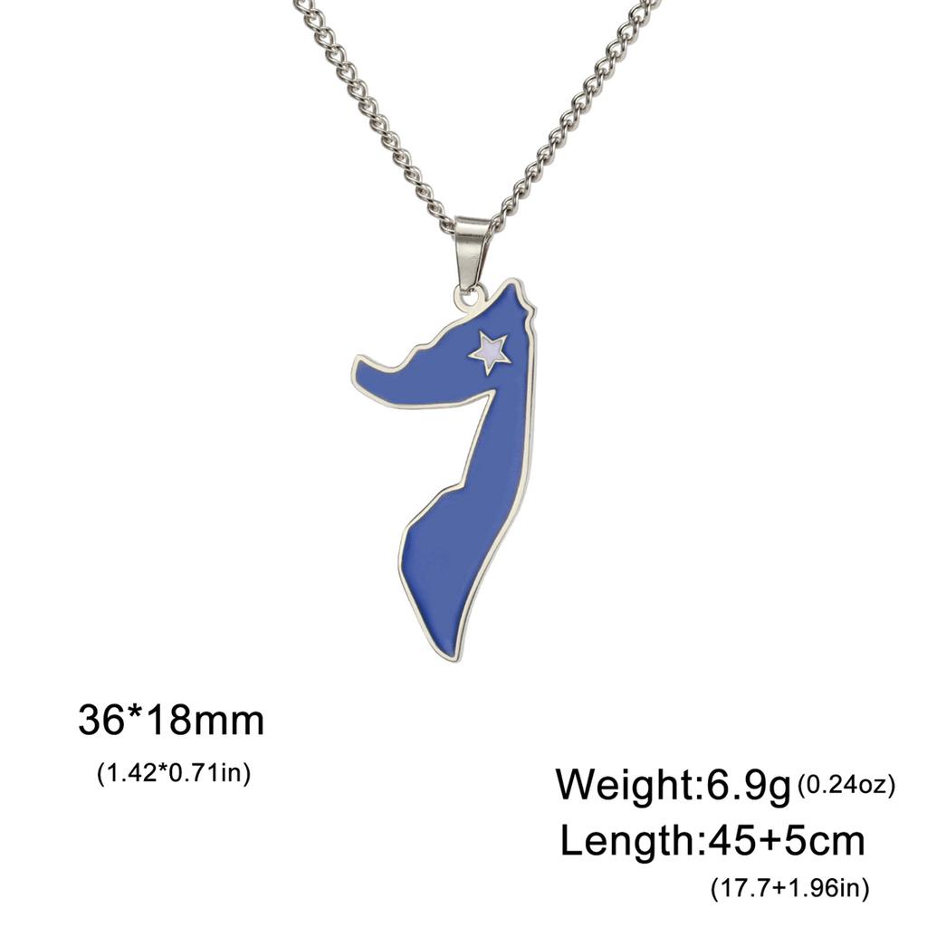 EUEAVAN Stainless Steel African Map Necklace Cameroon Rwanda Congo Berber Somalia Ghana Botswana Tanzania Flag Patriotic Jewelry