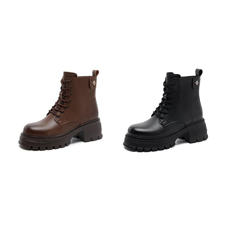 Thick-soled Shoes High-heeled Boots Versatile Summer Boots for Women Round-toed Ankle Boots and Chunk-heeled Boots