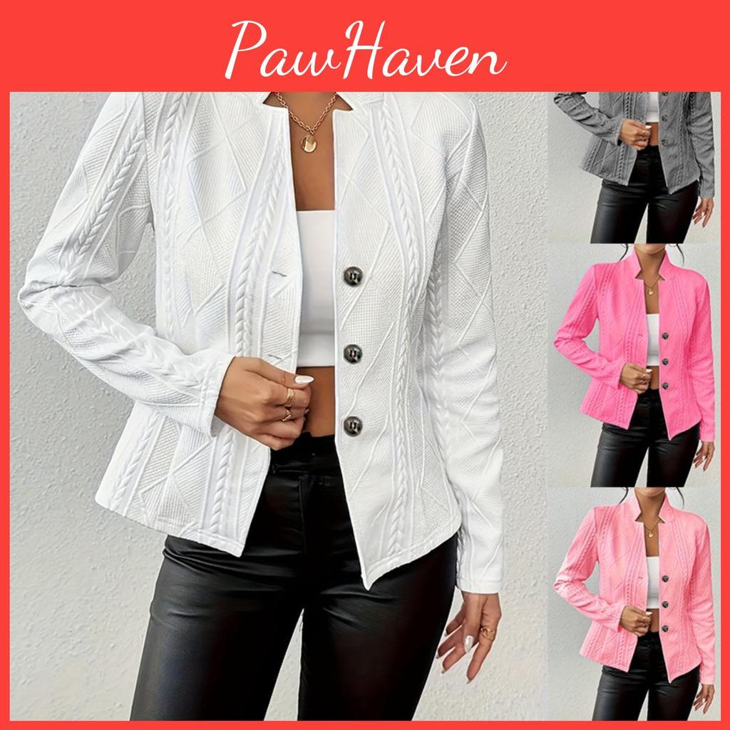 Jacket Long Sleeved Ladies An Elegant Single Breasted High Necked Jacket Suitable For Casual Wear In Spring And Autumn