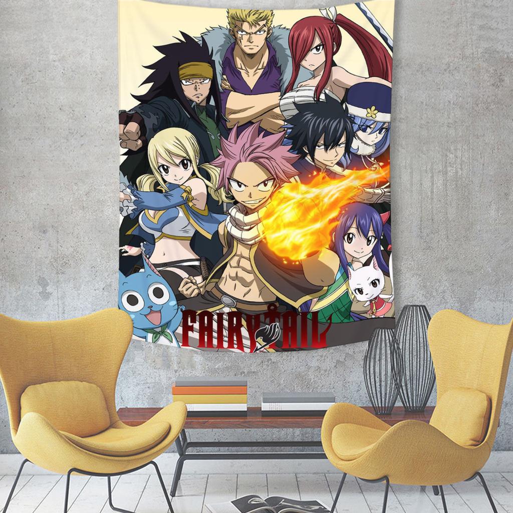 Anime Fairy Tail Printed Tapestry Tarot Cards Hippie Wall Hanging Warm Room Banner Dormitory Bedroom Decoration