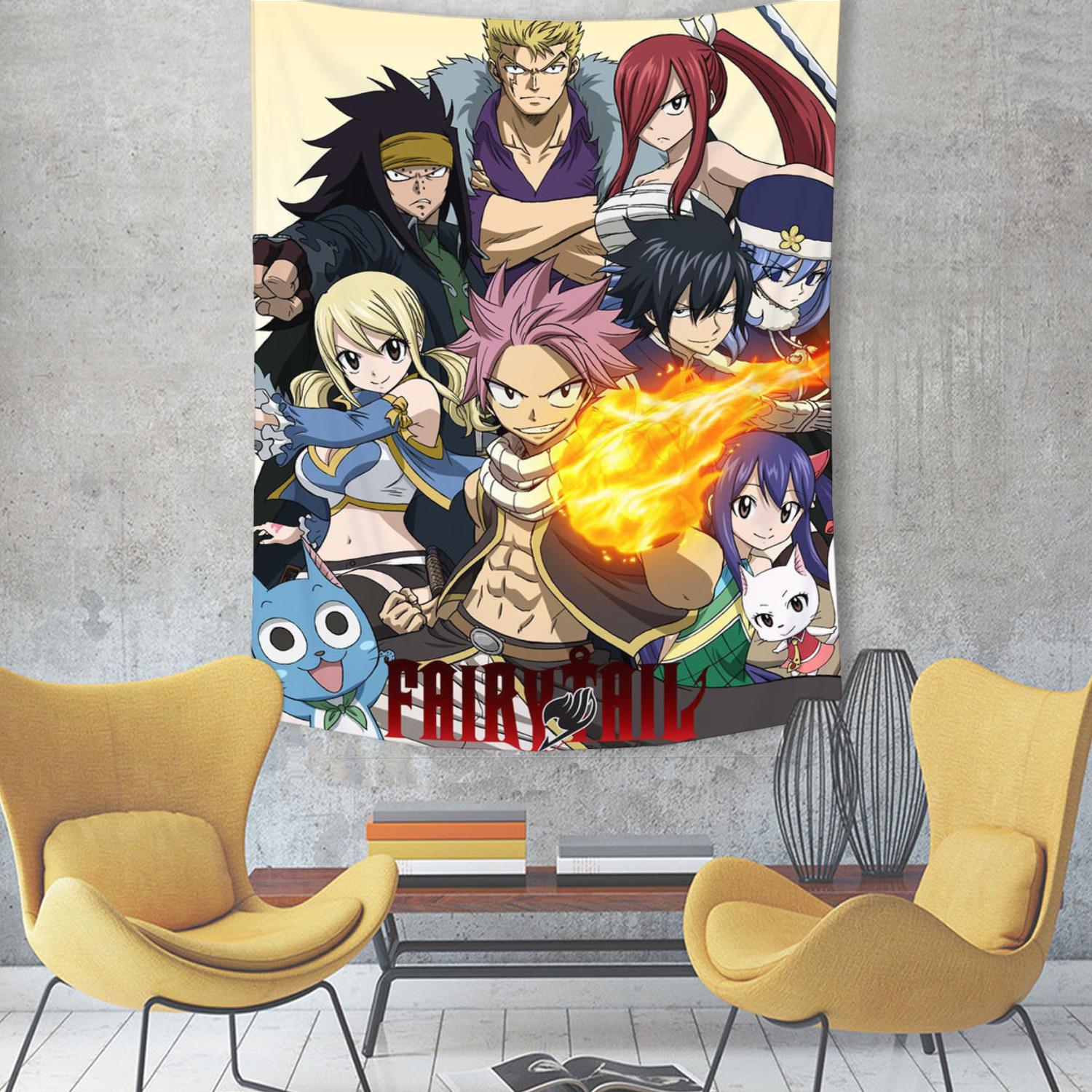 

Аниме FAIRY TAIL Напечатанный Гобелен Карты Таро Хиппи Настенное Украшение Теплая Комната Баннер Общежитие Спальня Декор 74x94cm(29x37in)