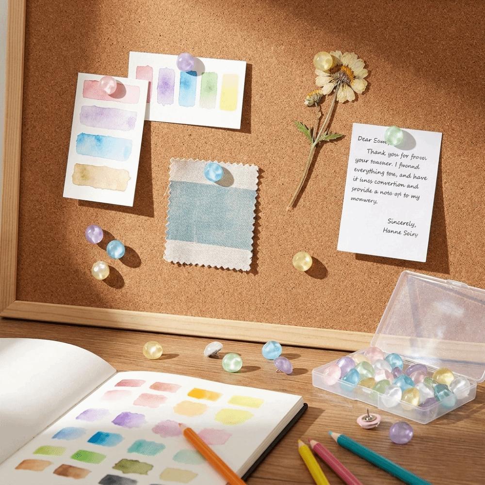 Metal Plastic Construction Decorative Push Pins Multicolor Box Packed Thumbtacks  Office Decoration